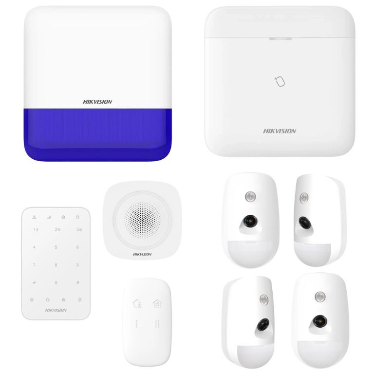 Wireless Alarm Kit (10 Peaces), 1x indoor siren, 1x outdoor siren, 4x PIR Camera, 1x LED keypad, 2x key fob